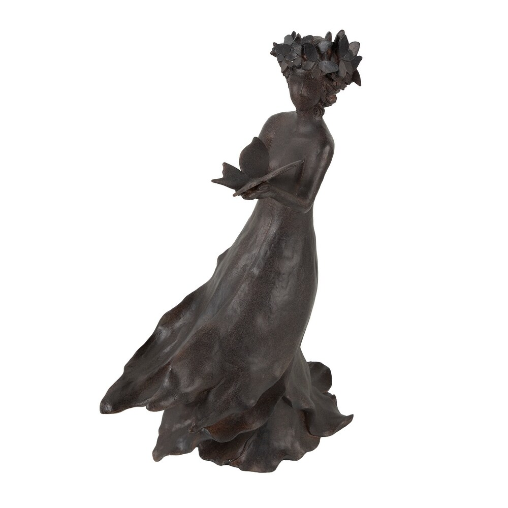 Dark Gray Resin Woman Sculpture