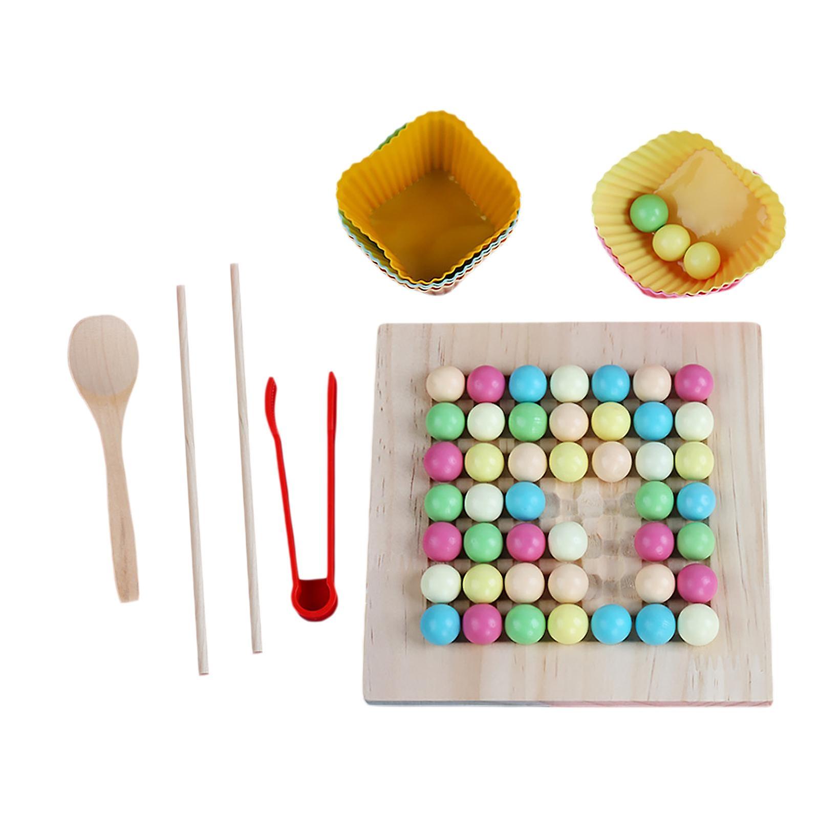 Wooden Board Bead Game Wooden Rainbow Beads For Sorting Interaction Teaching Style B