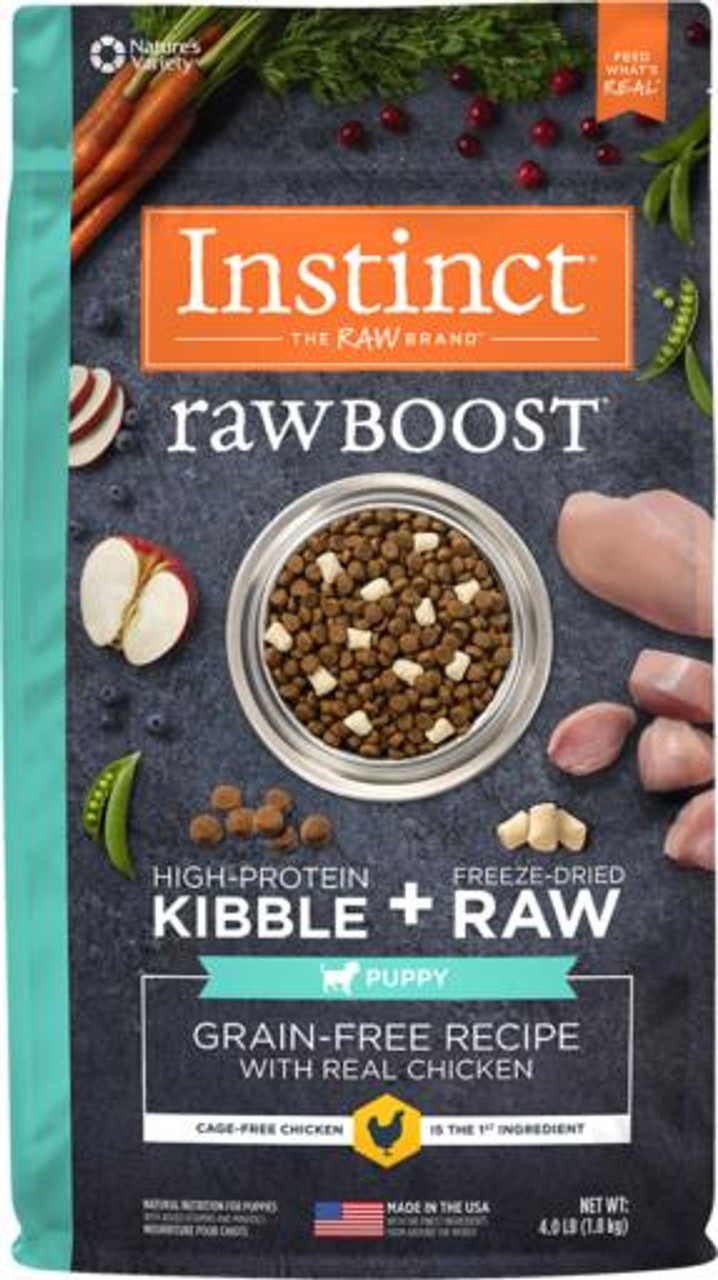 Nature's Variety Instinct Raw Boost Puppy Grain-Free Recipe with Real Chicken Dry Dog Food， 4 Lbs.