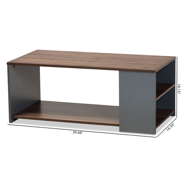 Thornton Two-Tone Walnut Brown and Grey Wood Storage Coffee Table