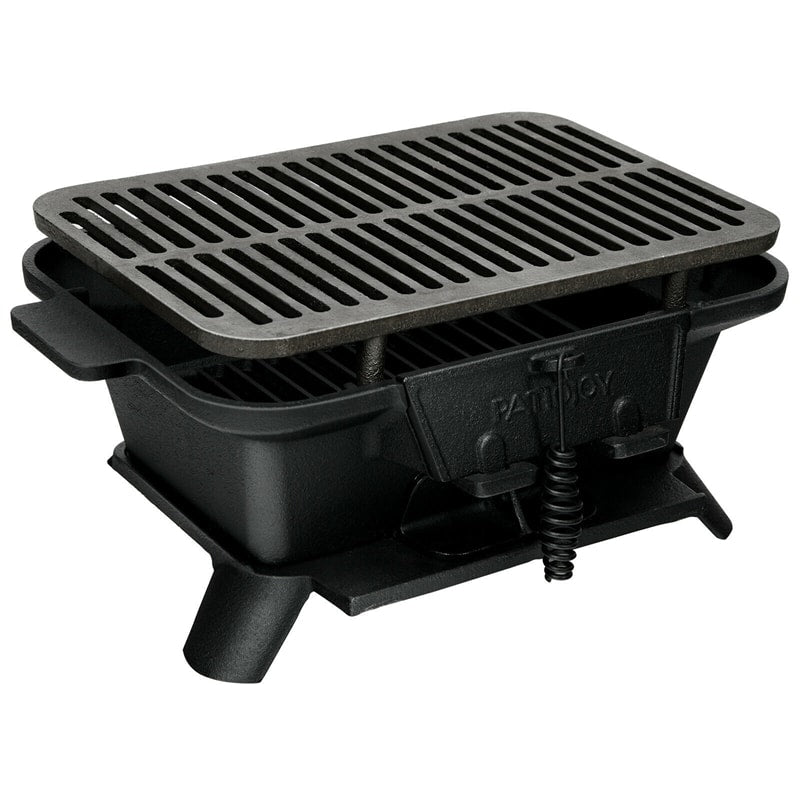 Portable Cast Iron Charcoal Grill with Double-sided Grilling Net for Camping Picnic