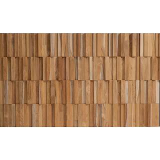 WALL!SUPPLY 0.79 in. x 7.09 in. x 14.17 in. UltraWood Teak Natural Jointless Vertical Wall Paneling (16-Pack) 22760132