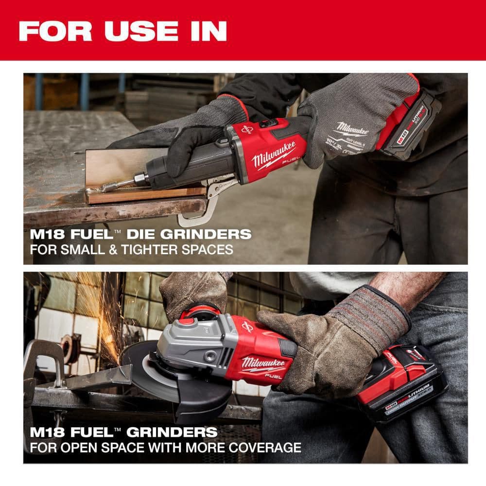 Milwaukee 2939-20 M18 FUEL 18V Lithium-Ion Brushless Cordless 1/4 in. Braking Die Grinder Slide Switch (Tool-Only)