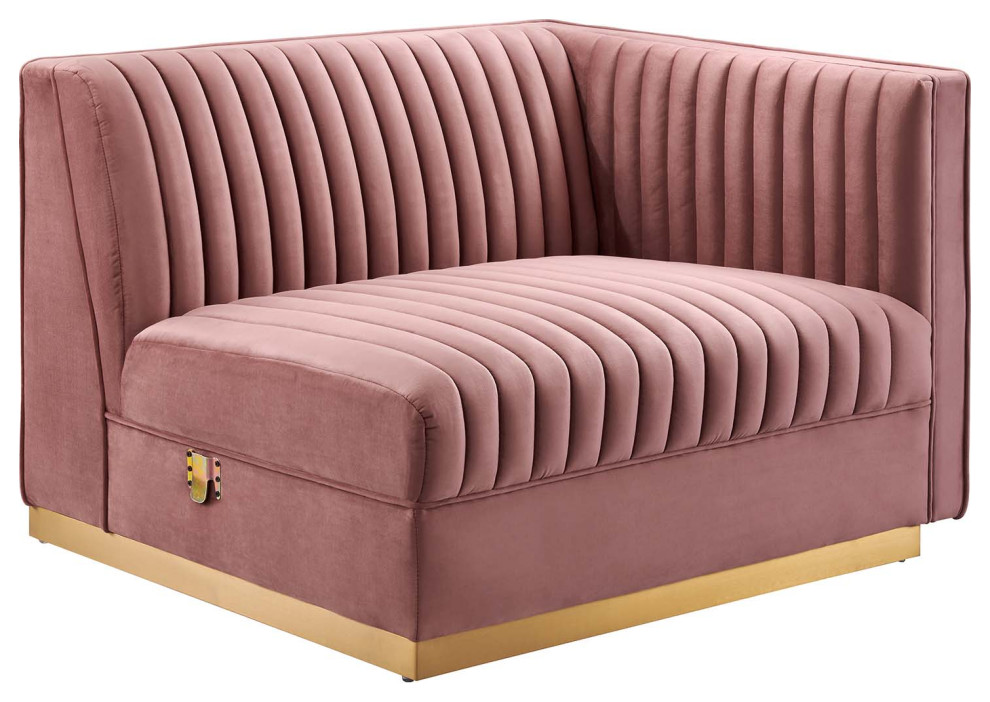 Sanguine Channel Velvet 4 Piece Modular Sectional Sofa   Contemporary   Sectional Sofas   by Modway  Houzz