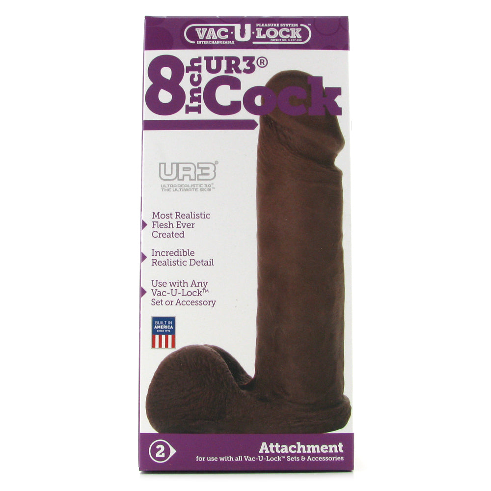 8 Inch UR3 Vac-U-Lock Cock in Chocolate