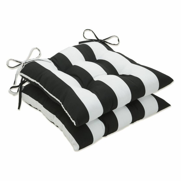 2pk Cabana Stripe Wrought Iron Outdoor Seat Cushions Black Pillow Perfect