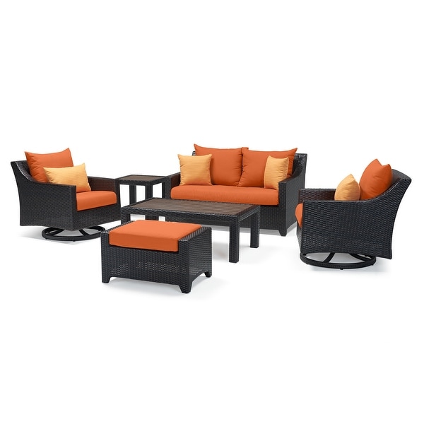 Deco 6 Piece Sunbrella Outdoor Patio Love and Motion Club Seating Set