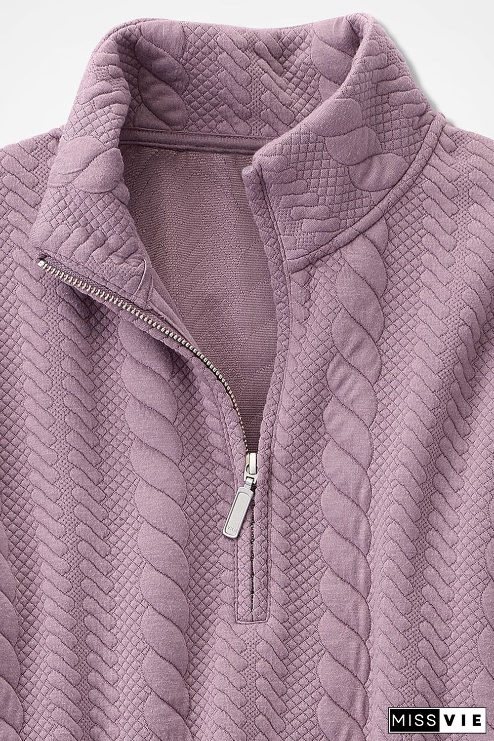 Cabled Quarter-Zip Sweatshirt