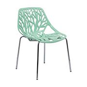 LeisureMod Modern Asbury Dining Chair with Chromed Legs - Mint