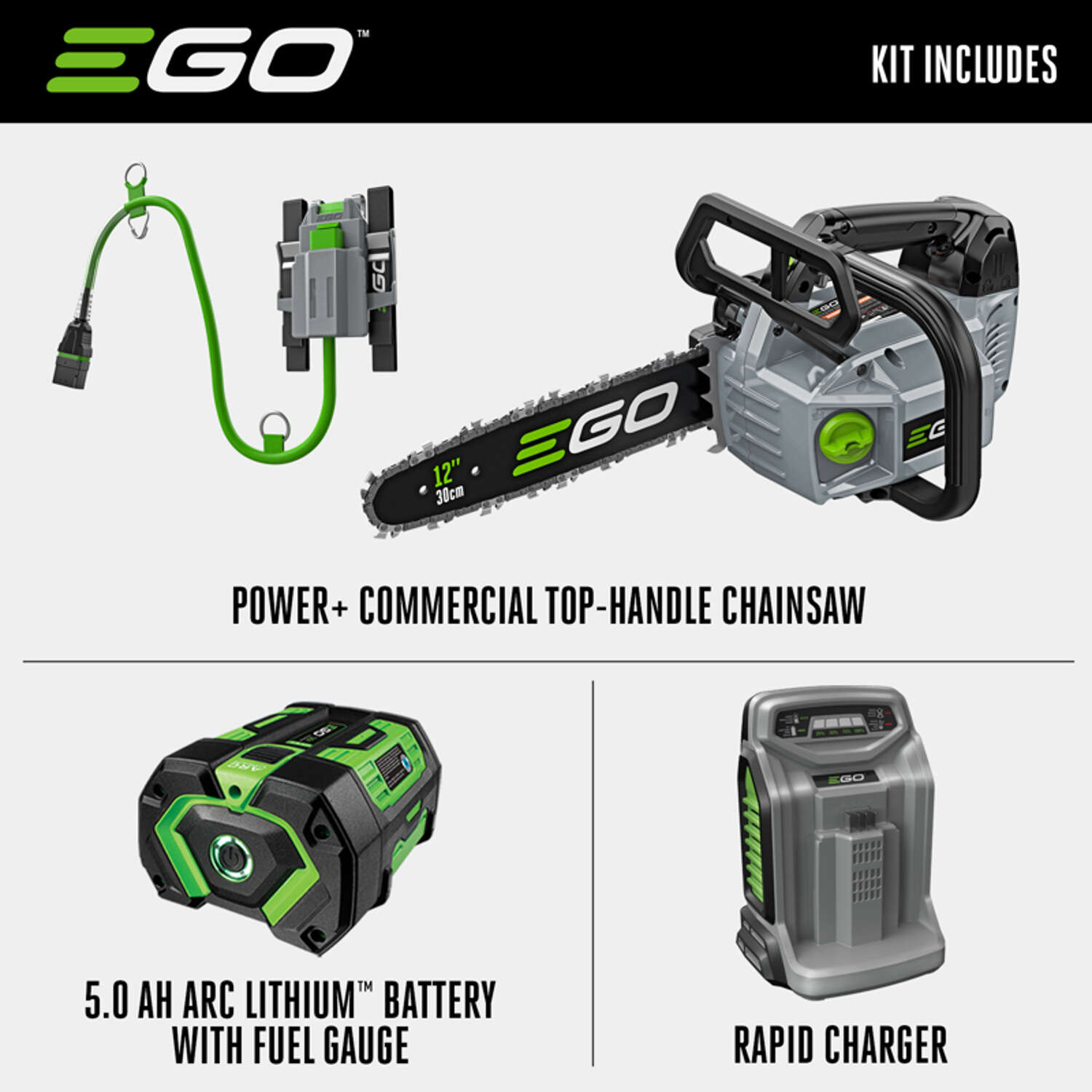 EGO Power+ Commercial Series CSX3003 12 in. 56 V Battery Chainsaw Kit (Battery and Charger)