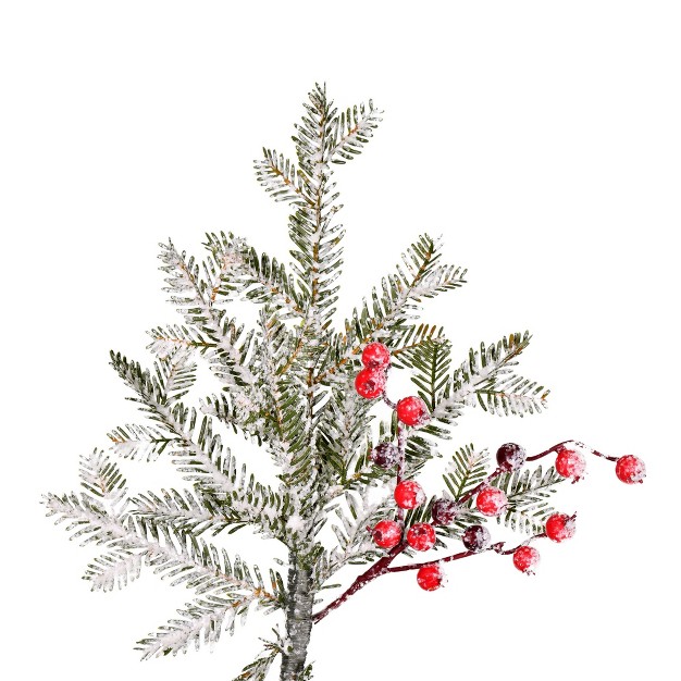 Vickerman Frosted Berry Potted Pine Artificial Christmas Tree