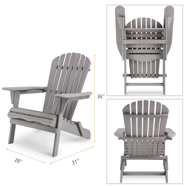 Wood Lounge Patio Folding Adirondack Chair Solid Cedar Wood (Set of 2)