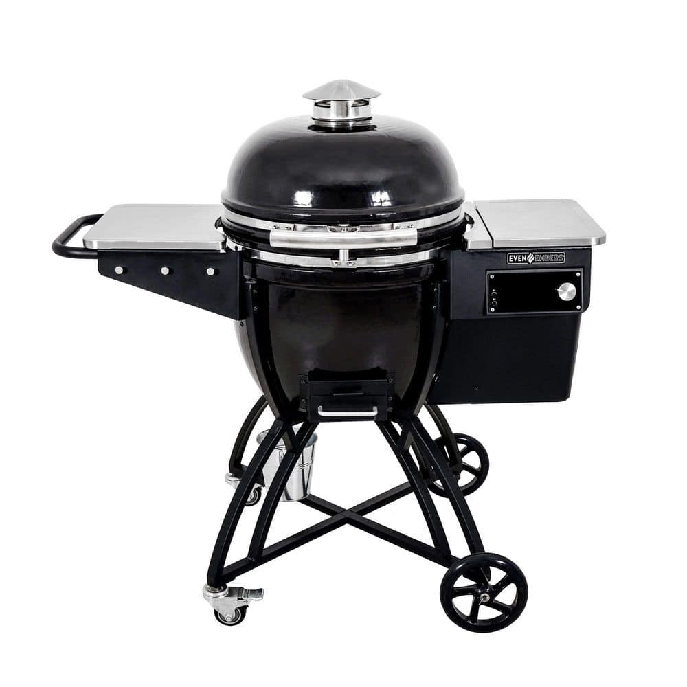 Even Embers Pellet Grill Kamado Smoker Ceramic with Bluetooth in Black EGG1000AS