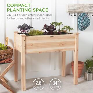 Best Choice Products 34 in. x 18 in. x 30 in. Elevated Garden Bed Wood Raised Planter Box with Bed Liner SKY6377