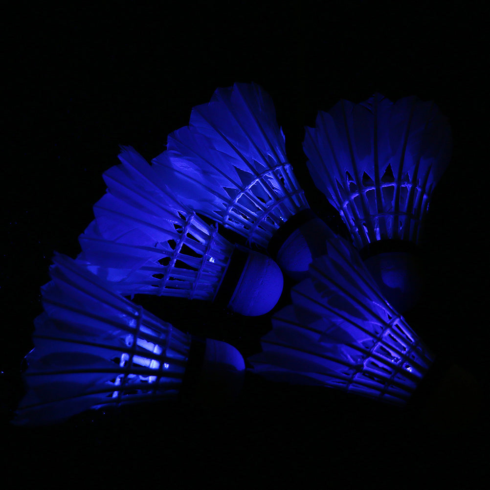 OUNONA 4pcs Novelty Sports Dark Night LED Glowing Light-up Badminton Birdies Shuttlecocks