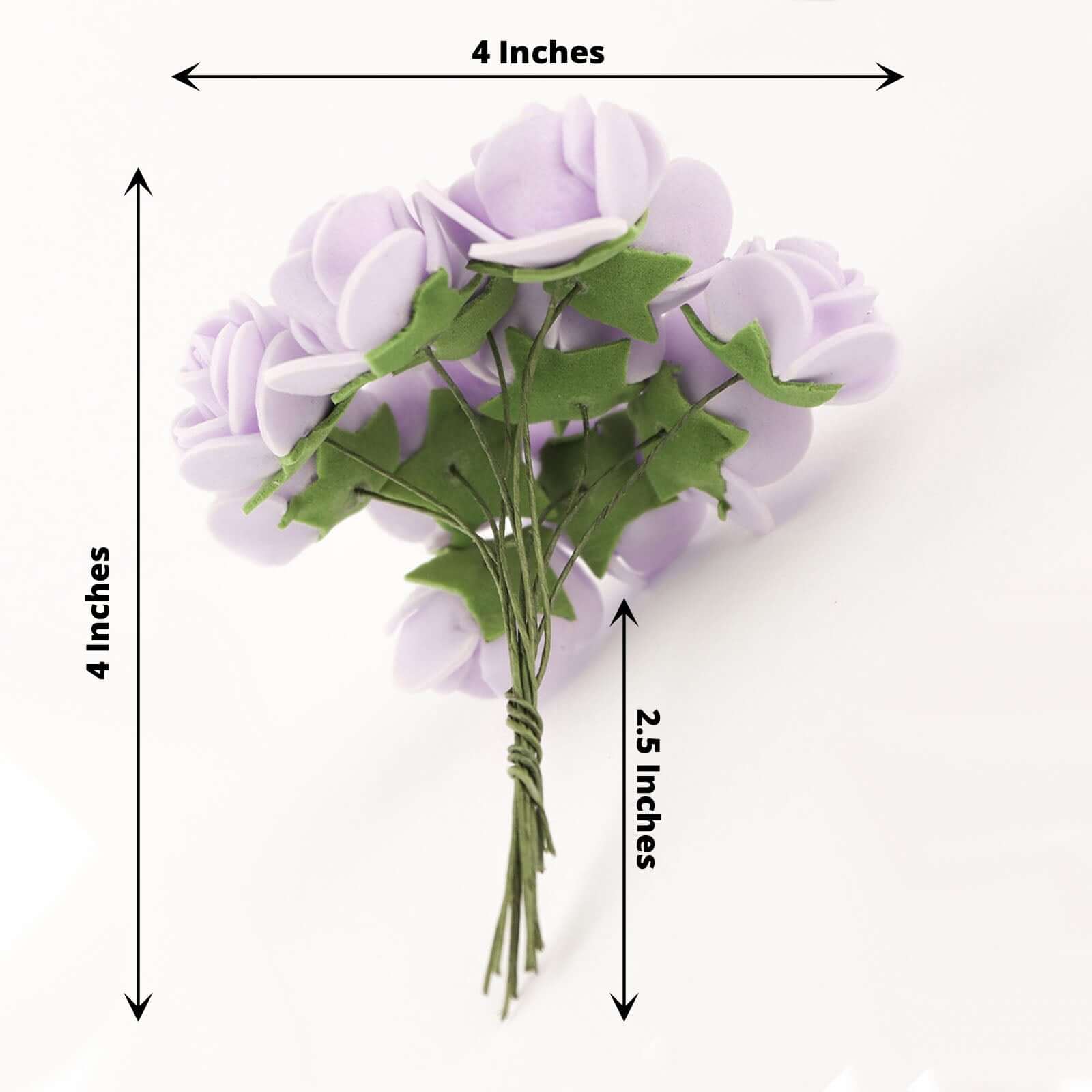 48 Roses Lavender Lilac Real Touch Artificial DIY Foam Rose Flowers With Stem, Craft Rose Buds 1