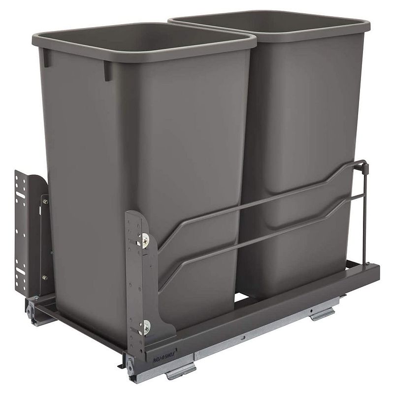 Rev-A-Shelf Double Pull Out Trash Can 27 Qt with Soft-Close， 53WC-1527SCDM-213