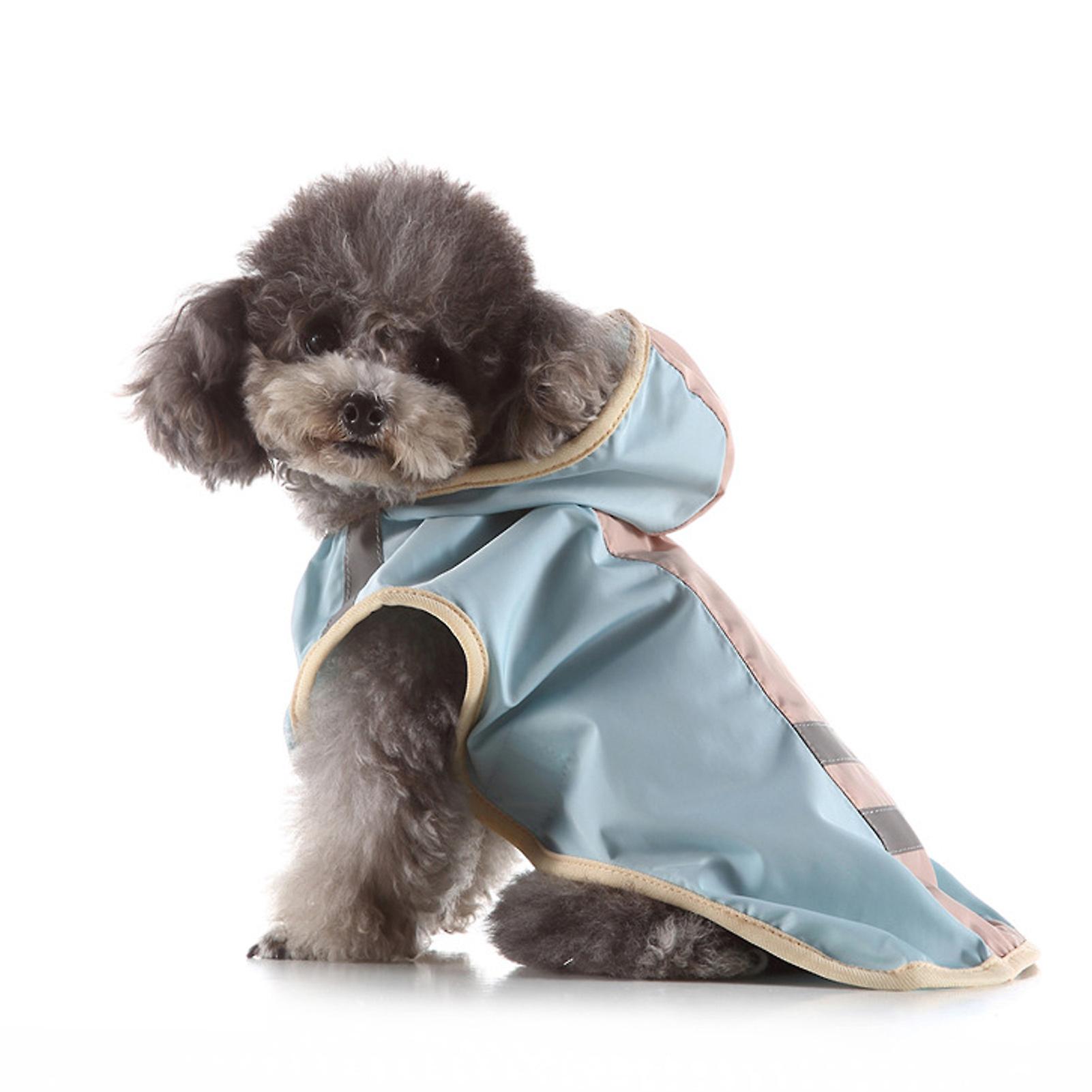 Dog Raincoat Waterproof Windproof Pet Rain Jacket With Safety Reflective Stripe Adjustable Dog Rainwear For Wet Rain Weather[small-blue]