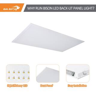 RUN BISON 2 ft. x 4 ft. Dimmable White CCT and Wattage Selectable Integrated LED Back-Lit Flat Panel Light HT-US-SDPLS-24277-8503-1351