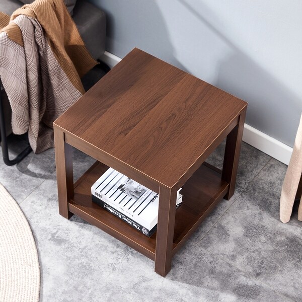 Simple Side Table， 2-Tier Small Space End Table， Modern Night Stand， Sofa Table， Side Table with Storage Shelve