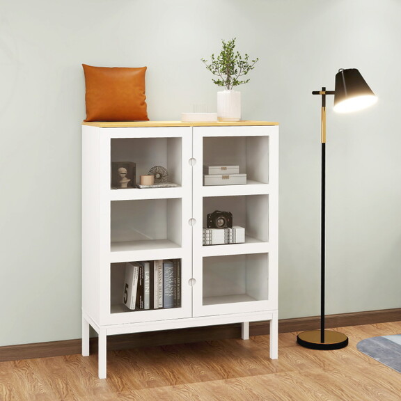 Two door Three tier Shelf Bookcase Cabinet W282S00...