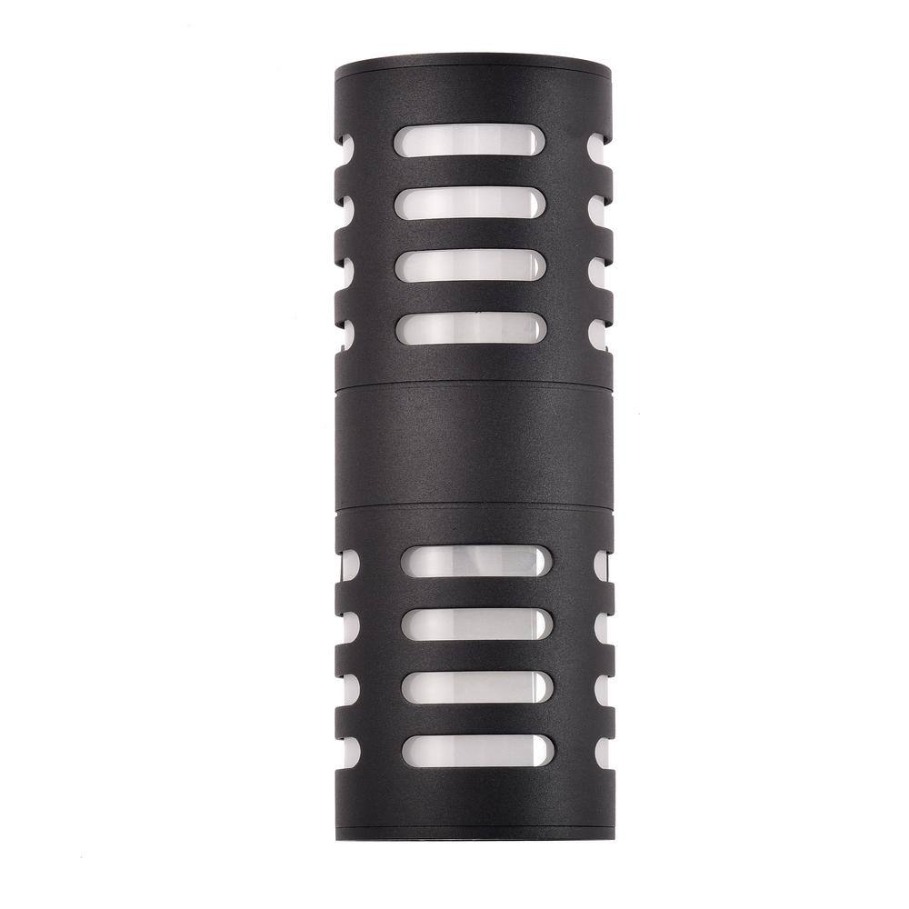 C Cattleya 11.75 in. 2-Light Black Die-Cast Aluminum Cylinder Outdoor Wall Sconce CA1906-W