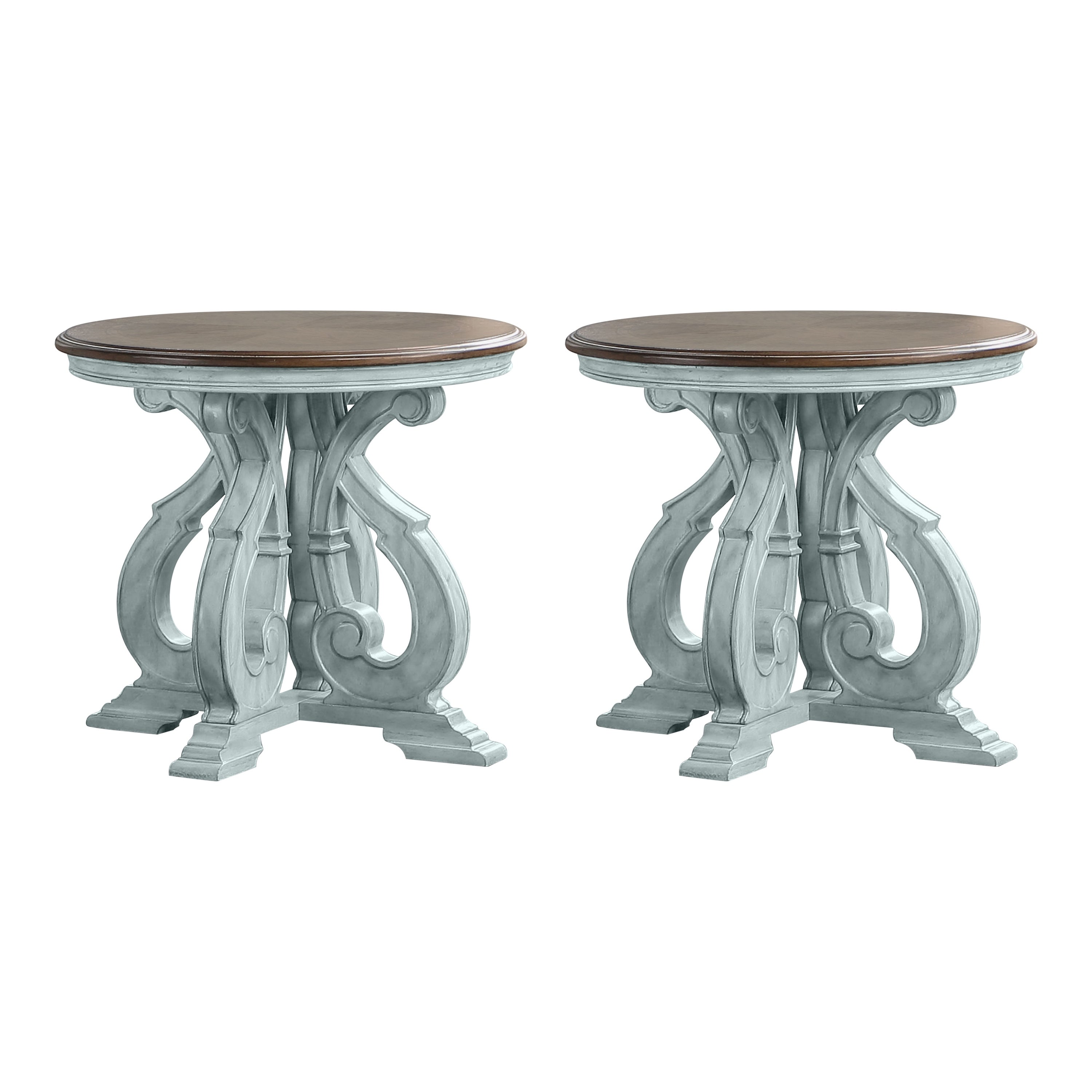 Furniture of America Roah Rustic 25-inch Scrolled Side Table (Set of 2)