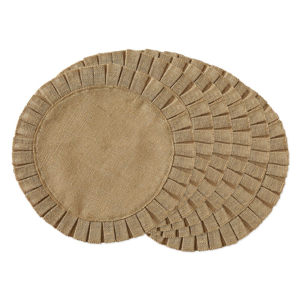 Jute Burlap Round Ruffle Placemat Set (Set of 6)   Placemat Set  15\