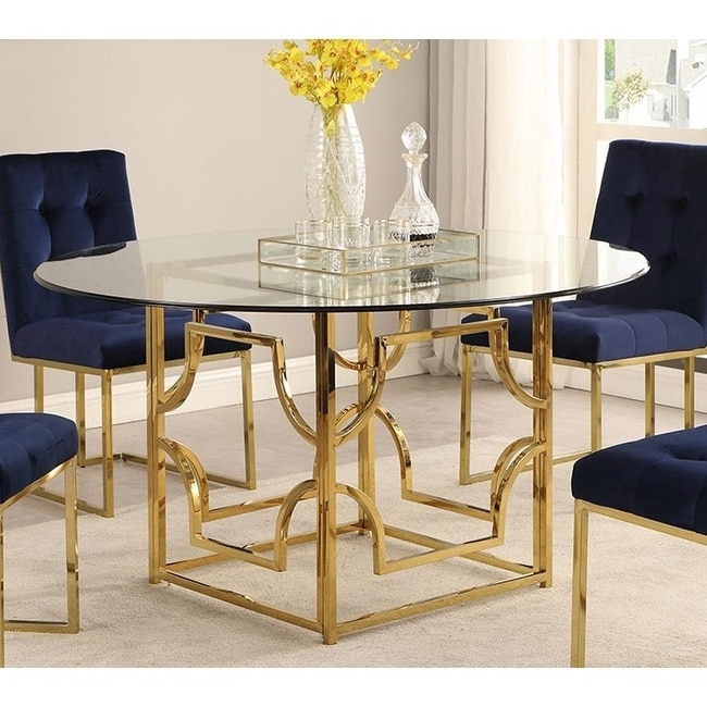 Silver Orchid Bancroft Round Glass Dining Table