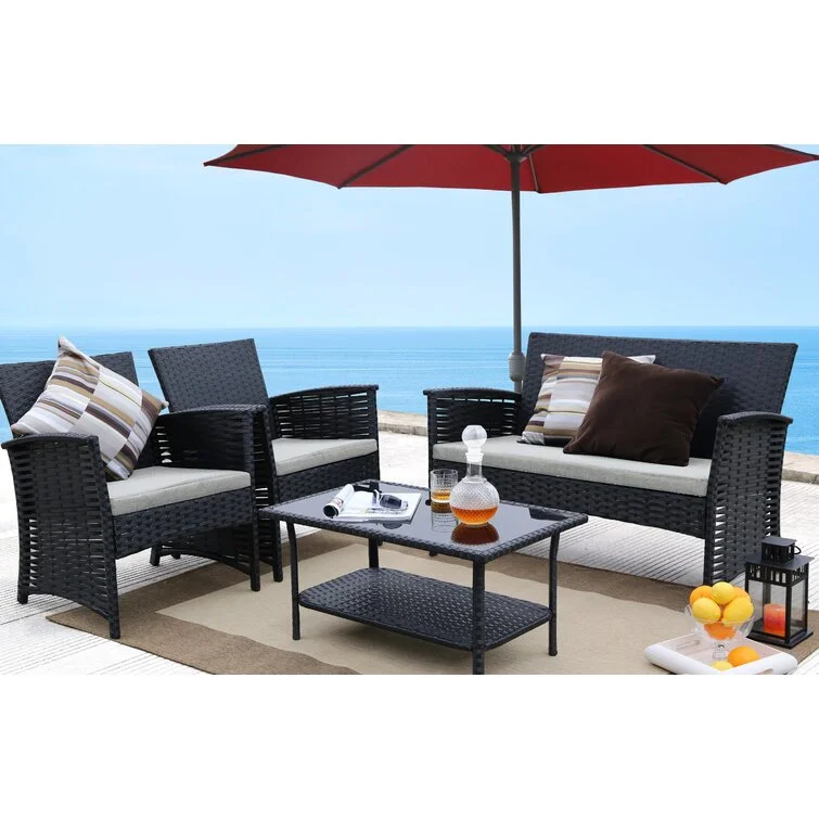 Genova 4 Piece Rattan Sofa Seating Group with Cushions