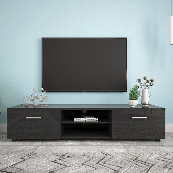 63 inch TV Stand Media Center TV Cabinet with 2 Large-Capacity Side Door Entertainment Center