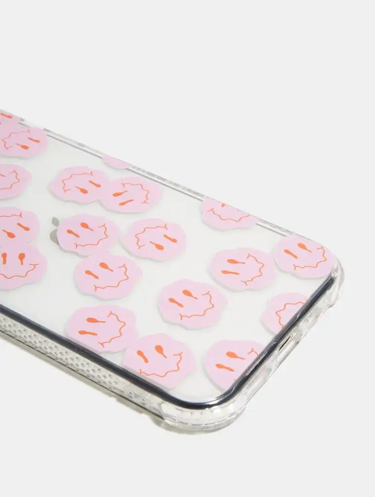 Pink Liquid Happy Face Shock iPhone Case