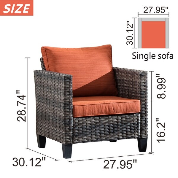 OVIOS 2piece Outdoor Highback Wicker Single Chairs