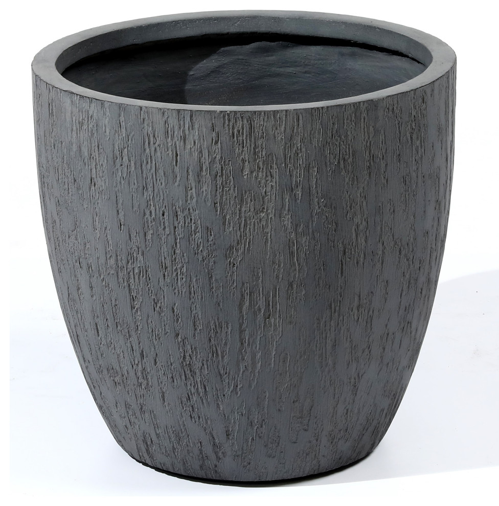 Round Gray MgO Planter   Contemporary   Outdoor Pots And Planters   by Winsome House Inc.  Houzz