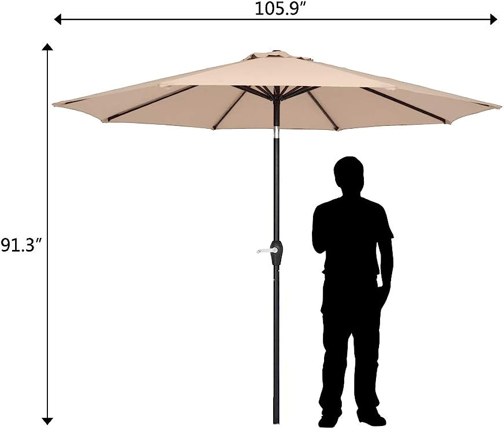 YELROL 9 ft Patio Umbrella  Umbrella Outdoor Patio  Market Table Umbrella  Central Umbrella Folding Sunshade