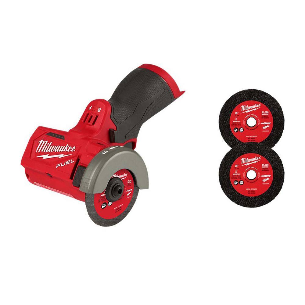 MW M12 FUEL 12V 3 in. Lithium-Ion Brushless Cordless Cut Off Saw (Tool-Only) with 3 in. Metal Cut Off Wheels (6-Pack) 2522-20-49-94-3000-49-94-3000