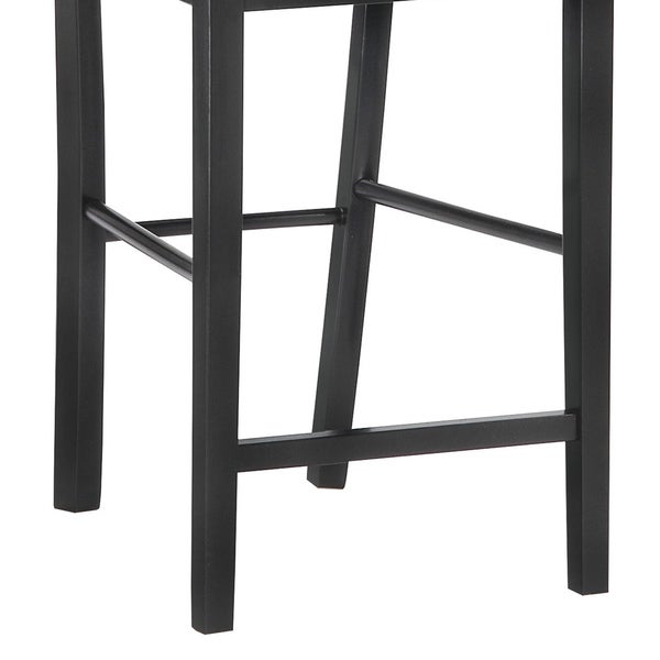 Wooden Counter Stool with X shaped Backrest and Curved Headrest， Black