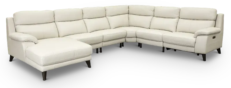 Venice White 6 Piece Power Reclining Sectional