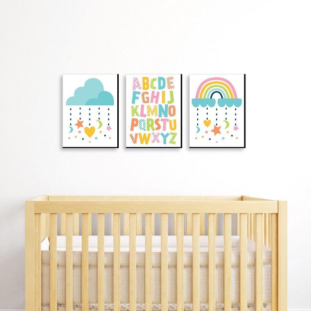 Big Dot Of Happiness Colorful Children x27 s Decor Alphabet Nursery Wall Art And Rainbow Cloud Kids Room Decor 7 5 X 10 Inches Set Of 3 Prints