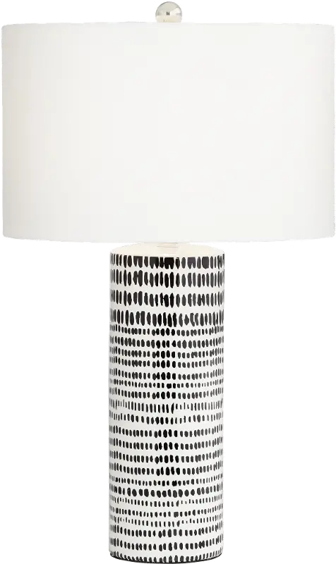 White Ceramic Table Lamp with Black Stripes