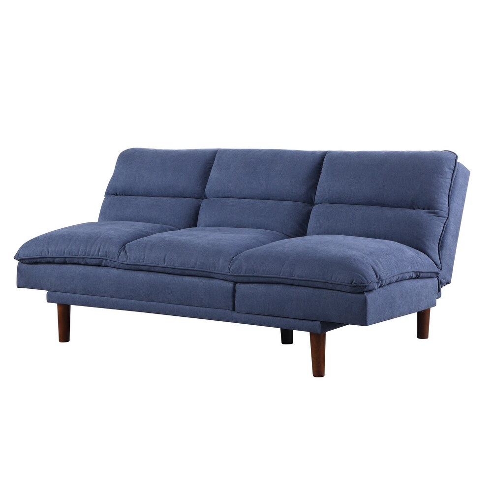 Modern Armless Fabric Blue Sofa Bed Adjustable Folding Sofa   37.01*76.38*41.73 inches