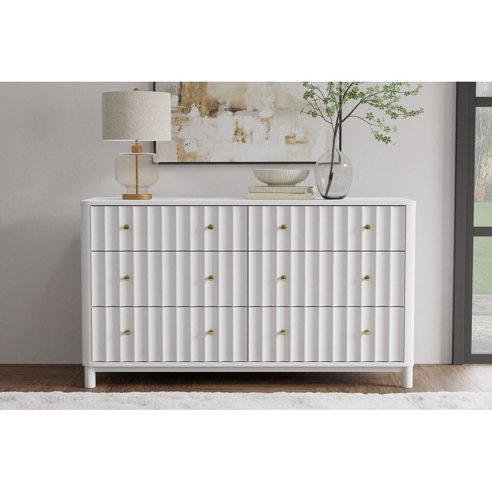 Alpine Furniture Stapleton 6 Drawer Dresser  White