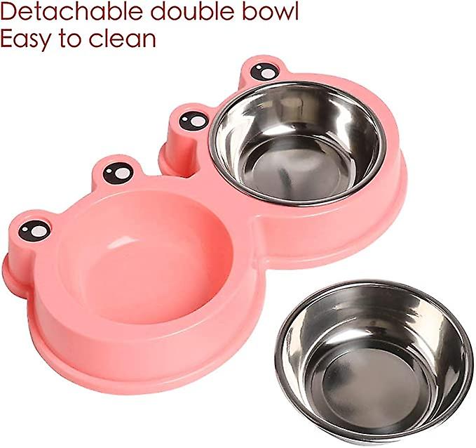 Double Dog Cat Bowls Premium Stainless Steel Pet Bowls With No-slip Stainless Steel Cute Modeling Pet Food Water For Feeder Dogs Cats Rabbit And Pets