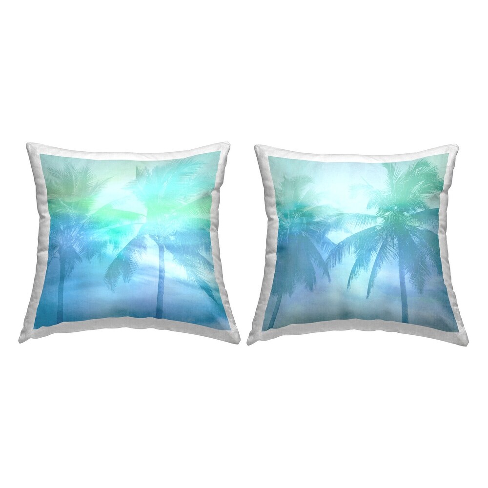 Stupell Bold Blue Summer Palms Printed Throw Pillow Design by Mia Jensen (Set of 2)