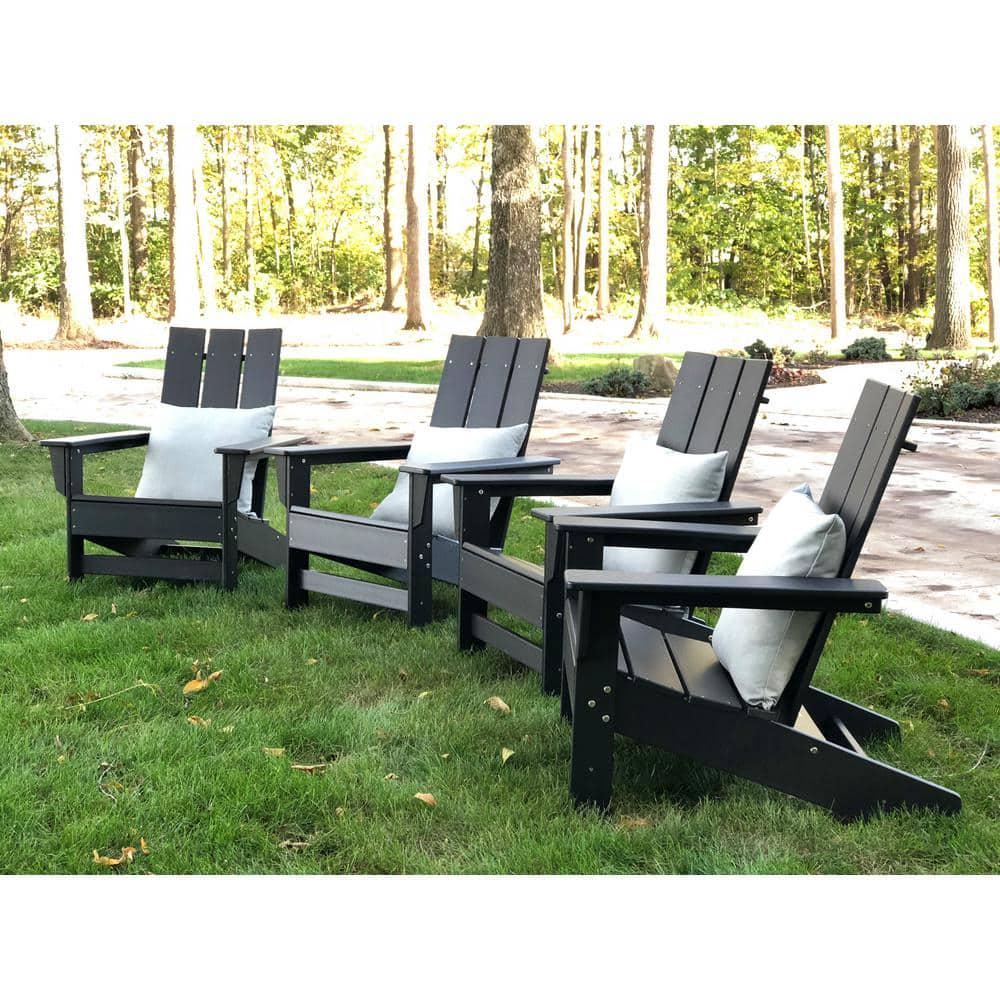 DUROGREEN Aria Black Recycled Plastic Modern Adirondack Chair