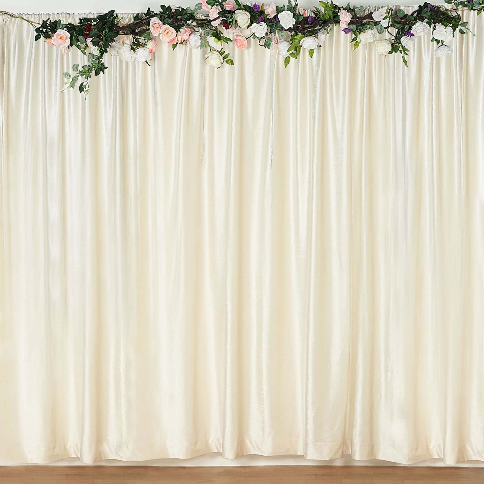 Ivory Premium Smooth Velvet Backdrop Drape Curtain, Privacy Photo Booth Event Divider Panel with Rod Pocket - 8ftx8ft