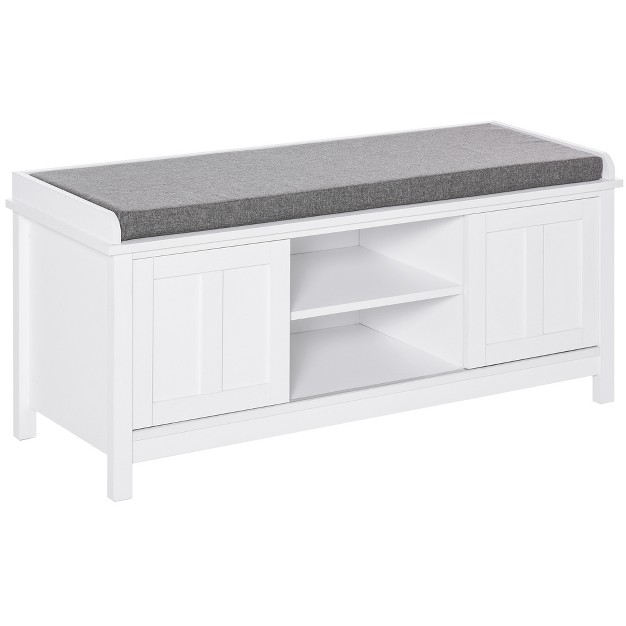 Homcom Entryway Shoe Bench Storage Ottoman With Adjustable Shelving 6 Compartments And Padded Seat