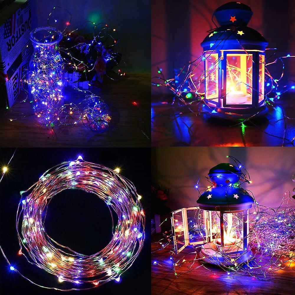 8pcs 2m 20led String Fairy Lights Battery Operated Multi-colored， Flexible Copper Wire Waterproof Starry Lights For Romantic Lightsfun Bedroom Curtain