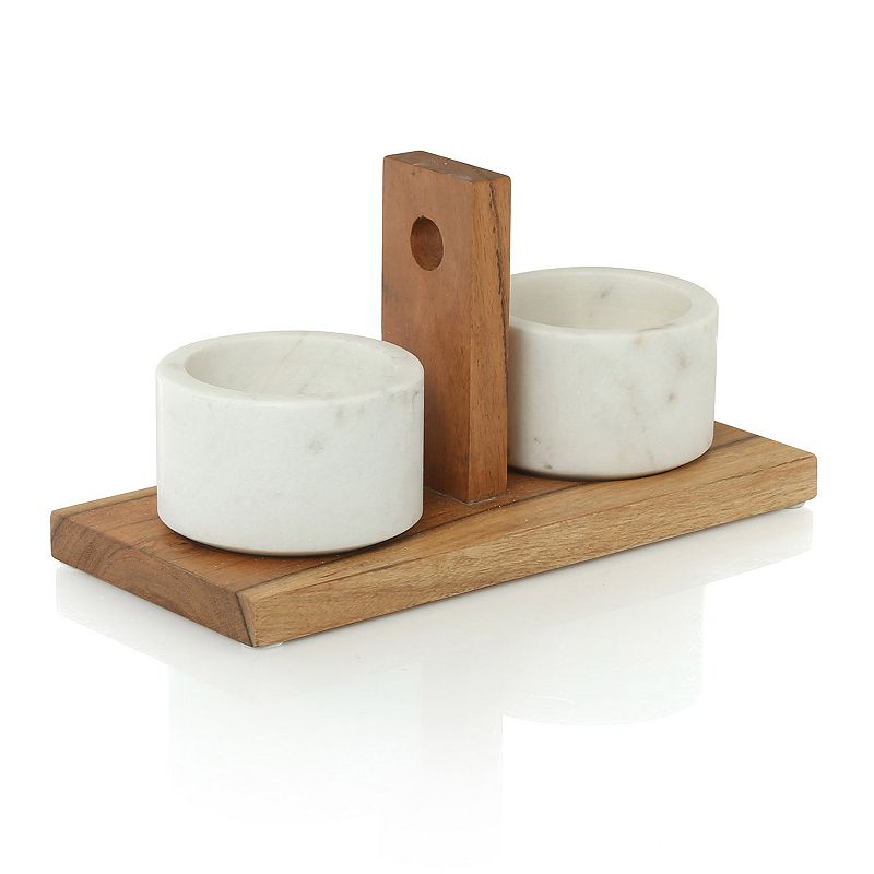 Thirstystone Global Trek Marble and Mango Wood Condiment Set