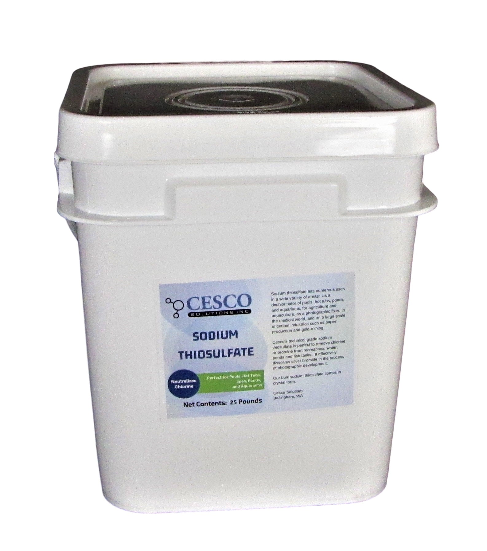 Pool Dechlorinator Sodium Thiosulfate Pentahydrate 25 lbs by Cesco Solutions - Premium Chlorine Neutralizer for Pools, Aquarium, Pond - Technical-Grade Chlorine Remover for Hot Tubs - Bulk Package